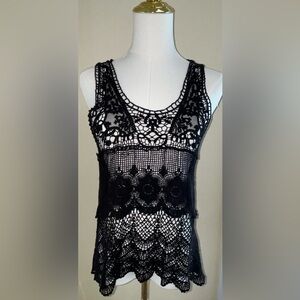 h.i.p. Black Cropped Embellished Tank Top